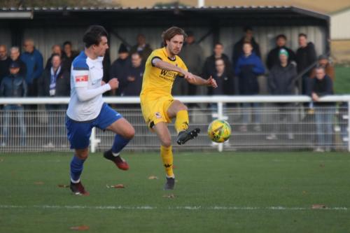 Ramsgate's Ben Wilson (R) and Enfield's Sam Youngs