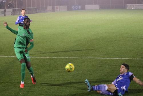 IMG 7693-Stortfords-Ryan-Henshaw-cuts-out-a-cross-from-Muhammadu-Faal