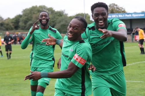 IMG 6475-Nathan-Smith-celebrates-his-goal-with-Muhammadu-Faal-L-and-Jerry-Gyebi
