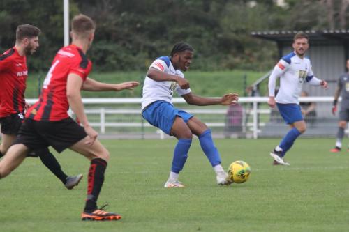 Manny Maja plays the ball forward