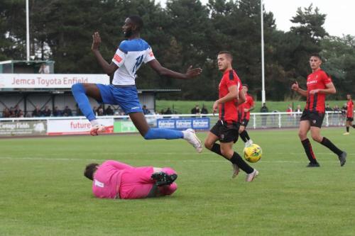 Muhammadu Faal hurdles Regent keeper Charlie Turner