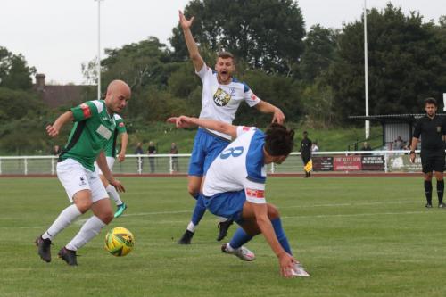 Enfield's Rian Bray appeals for a penalty as Adam Fisk dispossesses Sam Youngs