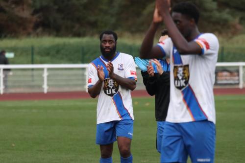 IMG 7040-Harold-Joseph-L-and-Jerry-Gyebi-lead-the-applause-at-the-end-of-the-game