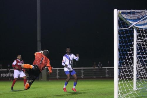 IMG 5842-Enfields-Andre-Coker-can-only-watch-as-Wingate-keeper-Ben-Goode-tips-the-ball-over-the-bar