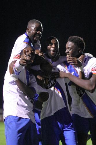 IMG 5911-Clockwise-from-bottom-left-Andre-Coker-Percy-Kiangbeni-Muhammadu-Faal-Jerry-Gyebi-and-scorer-Nathan-Smith-celebrate-the-first-Enfield-goal