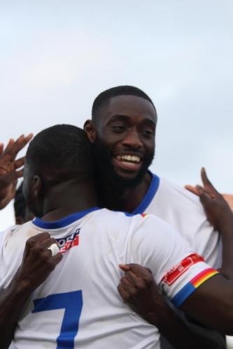 IMG 6200-Muhammadu-Faal-R-celebrates-the-first-Enfield-goal-with-scorer-Percy-Kiangebeni
