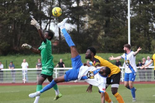 IMG 5924-Jake-Cass-R-appeals-successfully-for-a-penalty-for-a-foul-on-Muhammadu-Faal.