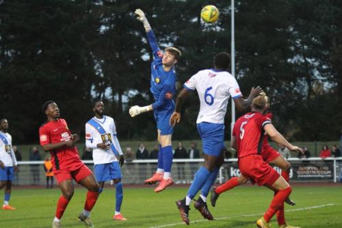 IMG 7875-Merstham-keeper-Toby-Bull-misses-a-cross-but-Jerry-Gyebi-6-cant-capitalise