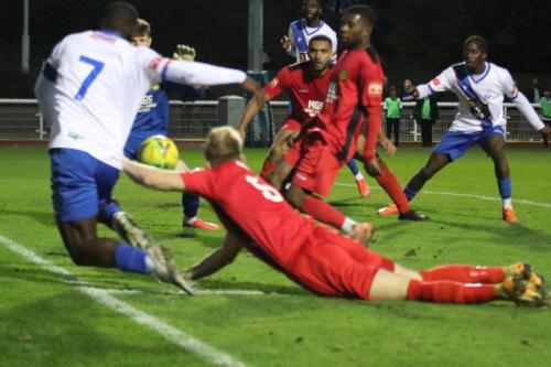 IMG 7949-Mersthams-James-Richmond-is-judged-to-have-impeded-Percy-Kiangebeni-sufficiently-to-prevent-him-crossing-accurately