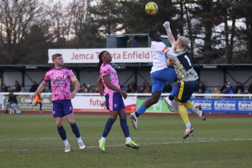 IMG 1337-Margate-keeper-Billy-Johnson-punches-under-pressure-from-Percy-Kiangebeni