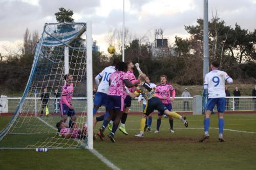 IMG 1523-Margate-keeper-Billy-Johnson-punches-the-ball-towards-his-own-goal-from-where-it-was-headed-clear-by-Joe-Anderson-at-the-far-post