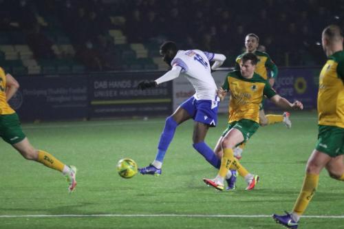 IMG 0359-Charlie-Harris-picks-up-a-yellow-card-for-tripping-Muhammadu-Faal-on-the-edge-of-the-box