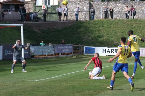 IMG 4201-Lewes-Matt-Weaire-red-deflects-Muhammadu-Faals-shot-over-the-bar