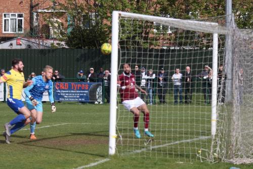IMG 6461-L R-Jake-Cass-Kacper-Kurylowicz-and-Frazer-Shaw-can-only-watch-as-Muhammadu-Faals-shot-enters-the-net