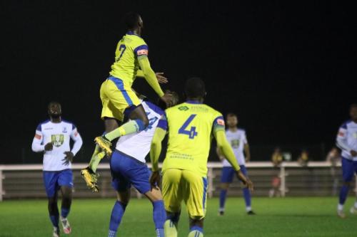 IMG 4422-Haringeys-Jorge-Djassi-Sambu-7-is-penalised-for-junping-onto-the-back-of-Adam-Cunnington