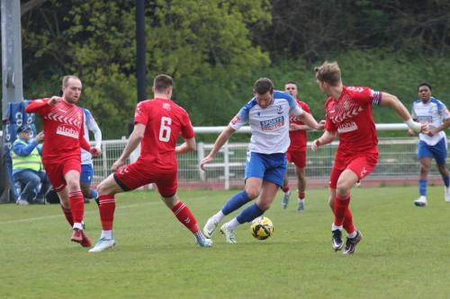 IMG 9370-Enfields-Adam-Cunnington-tries-to-get-away-from-L-R-Tom-Stephen-Harry-Gibbs-and-Connor-Witherspoon