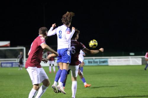 IMG 9193-Enfields-Sam-Youngs-heads-the-ball-on.-Appeals-for-handball-against-Craig-Robson-are-declined.