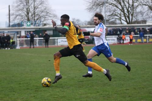 IMG 8091-Crays-Anthony-Cook-breaks-clear-of-Lyle-Della-Verde-who-earns-a-yellow-card-for-bringing-him-down