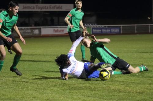 IMG 4627-Zack-Littlejohn-L-brings-down-Andre-Coker-for-Enfields-second-penalty-of-the-game