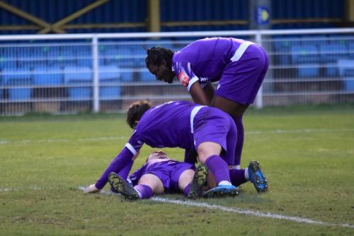 IMG 8258-Scorer-Marcus-Wyllie-celebrates-with-Lewis-Taaffe-and-Herson-Alves