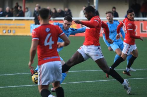 IMG 4797-Chathams-Alex-Brefo-challenges-Marcus-Wyllie