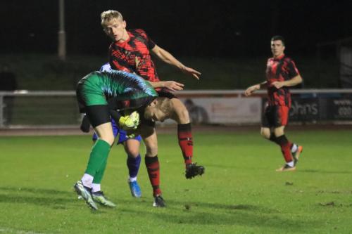 IMG 5689-Regent-keeper-Lewis-Greene-collides-with-Zack-Littlejohn