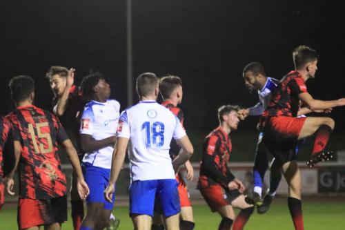 IMG 5754-Enfields-Kyle-Bailey-heads-on-goal