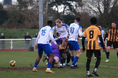 IMG 6661-Enfields-James-Richmond-shoots-but-cant-beat-the-defender-on-the-goal-line