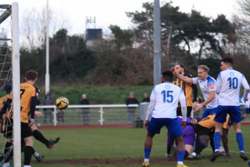 IMG 6663-Enfields-James-Richmond-shoots-but-cant-beat-the-defender-on-the-goal-line