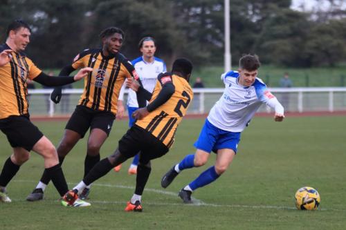 IMG 6666-Ollie-Knight-spins-away-from-L-R-Jake-Goodman-Seidou-Sanogo-and-Chris-Sessegnon
