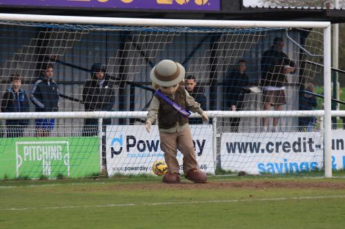 IMG 9464-Hertfordshire-Zoos-mascot-is-beaten-by-a-half-time-penalty-from-one-of-the-young-ball-girls