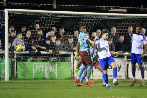 IMG 4394-Enfields-Lewis-Taaffe-cant-make-contact-as-the-ball-passes-through-the-penalty-area