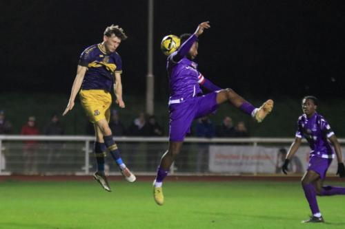 IMG 0352-Enfields-Reece-Beckles-Richards-somehow-managed-to-send-this-effort-just-off-target