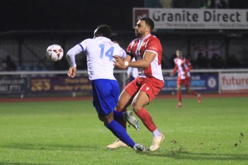 IMG 5827-Nathan-Bertram-Cooper-R-does-just-enough-to-stop-Ruben-Shakpoke-shooting