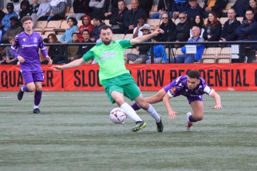 IMG 9189-John-Gilbert-dispossesses-Harry-Sidwell.-The-referee-saw-nothing-amiss-with-the-challenge