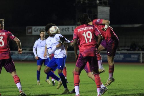 IMG 3647-Alfie-Pavey-heads-clear-from-Eli-Ackason.-The-ball-was-then-played-back-into-the-are-for-Enfields-equalising-goal-but-I-couldnt-react-in-time