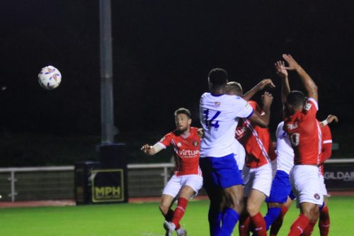 IMG 2096-Lamar-Reynolds-hidden-in-the-group-of-players-scores-the-second-Enfield-goal