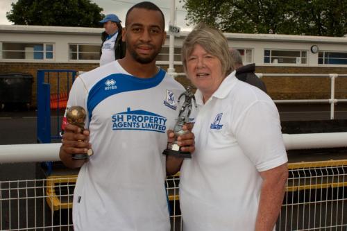 Dean Pennant collects his awards for Goal of the Season... and Worst Trainer