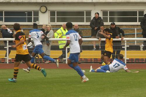 Enfield's Lee Chappell (17) puts it out for an Ambers throw-in