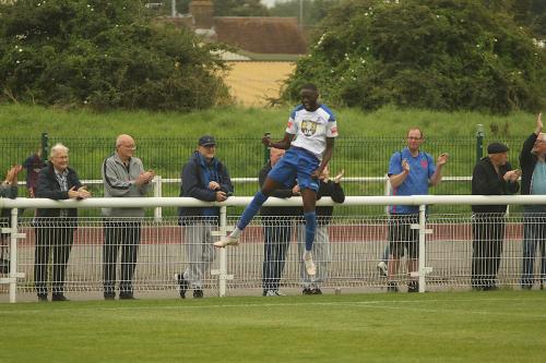 Enfield's Mo Faal celebrates his goal