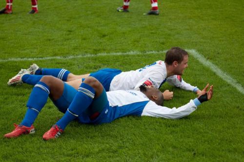 Liam Hope and Walid Matata celebrate Enfield's second