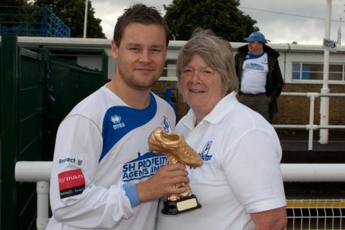 Liam Hope collects his Golden Boot trophy for the 11-12 Ryman League Div. 1 North